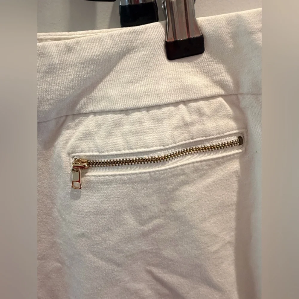 Alfani Ivory Cropped Ankle Pants Size 16W Slim Career Office Zip Pocket